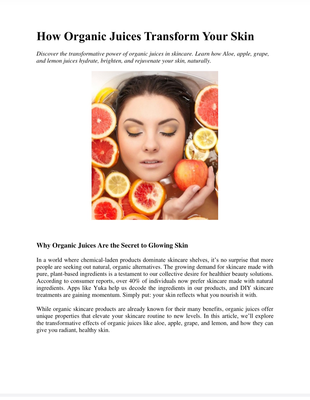 How Organic Juices transform your skin : Juice Beauty blog post sample