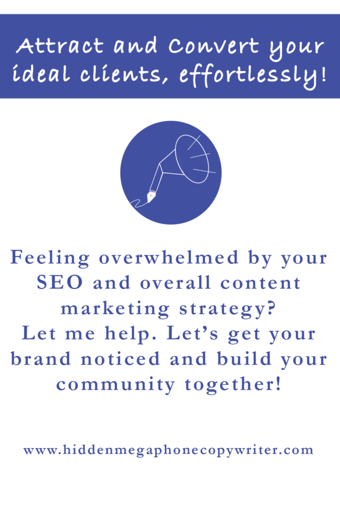 Feeling overwhelmed by your SEO and content Marketing Strategy? Let me help. Let's get your brand noticed and build your community together!